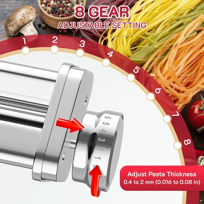 HOZODO Pasta Attachment for KitchenAid Mixer, Includes Pasta Sheet Roller, Spaghetti Fettuccine Cutter, 3Pcs for Pasta Attachment by - Image 3